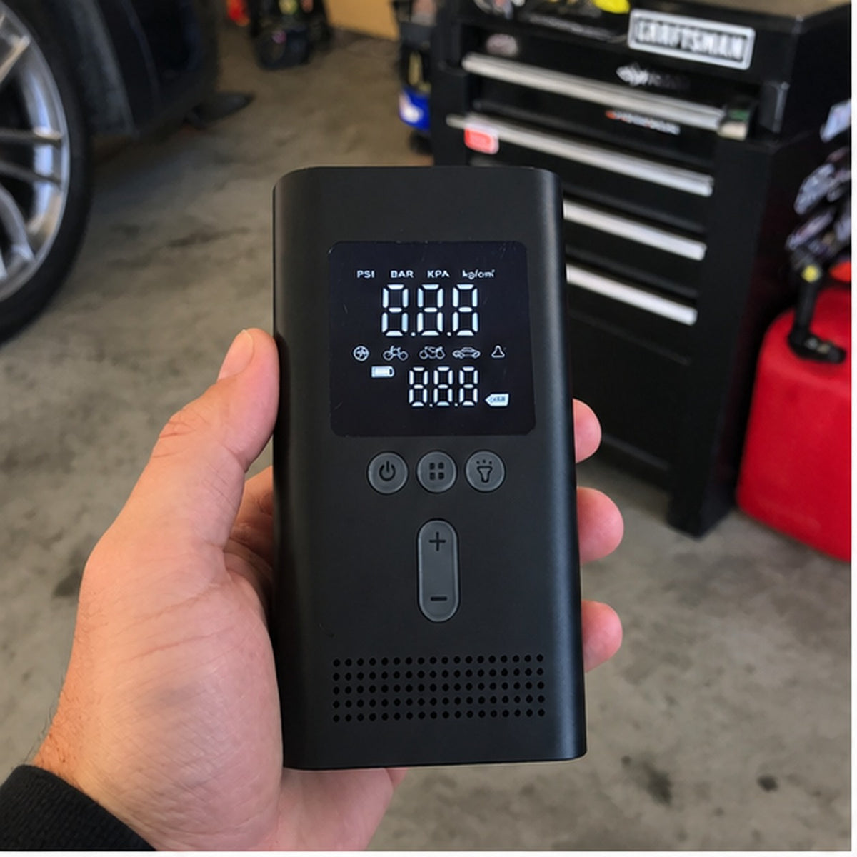 Crankbox held in a home garage